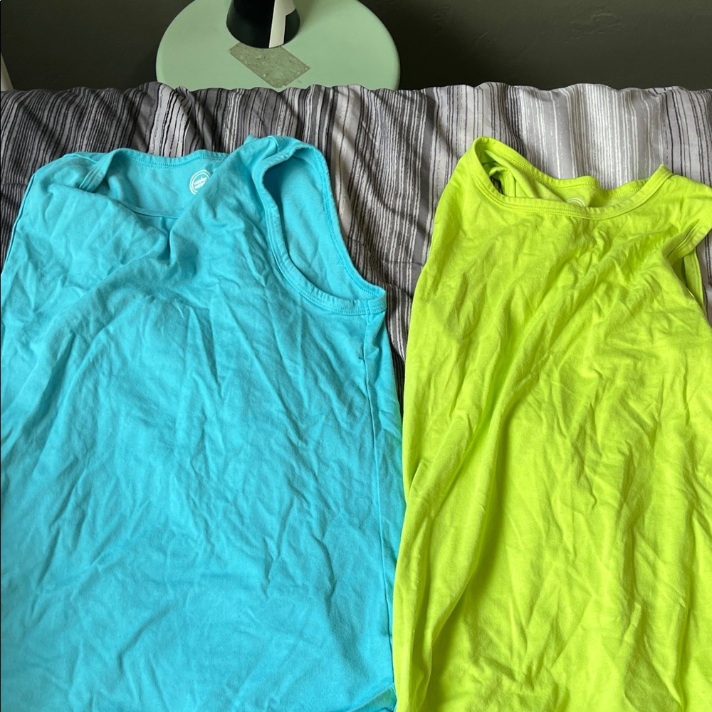 Wonder Nation Aqua and Lime Kids Tank Tops